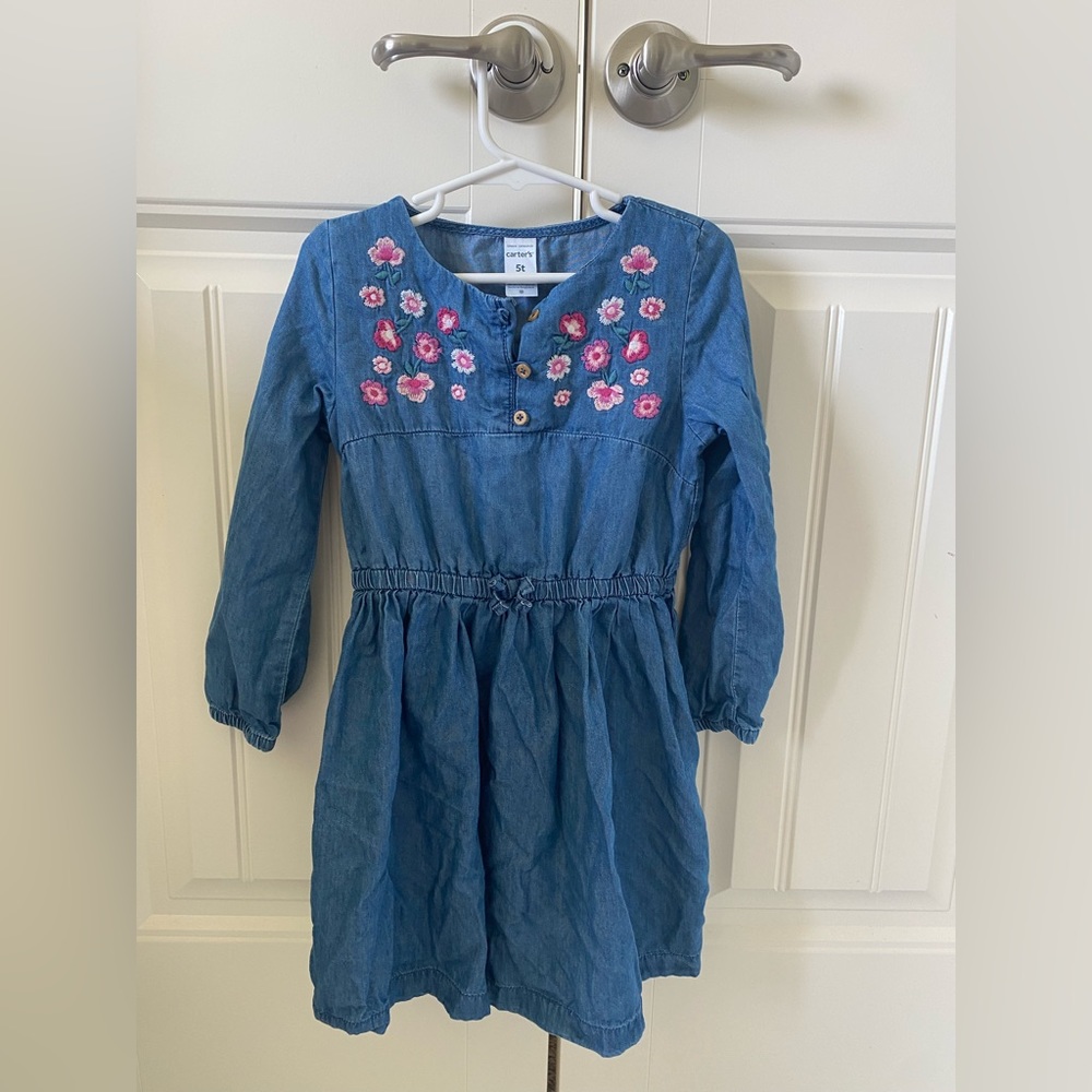 Lightweight Denim Dress with Floral Embroidery - never worn